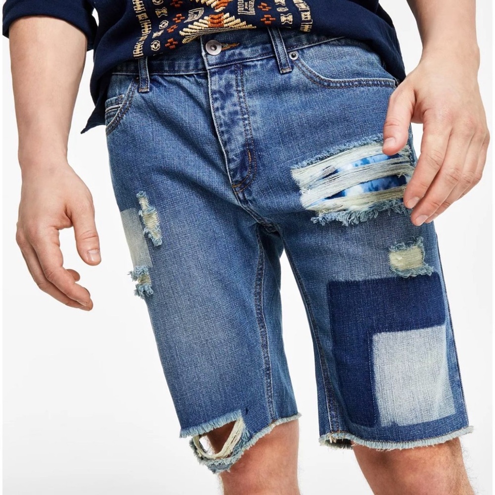 Men's Distressed Denim Shorts